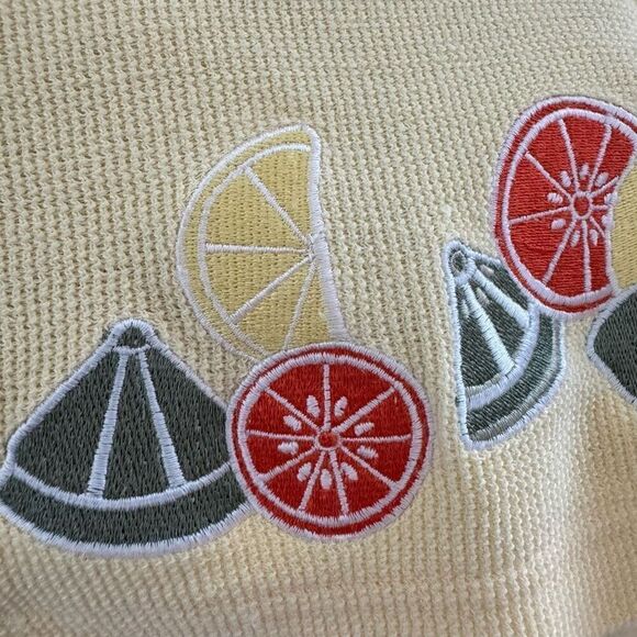 New Christopher & Banks Yellow Embroidered Citric Fruits Cardigan Sweater Size S - Picture 8 of 9
